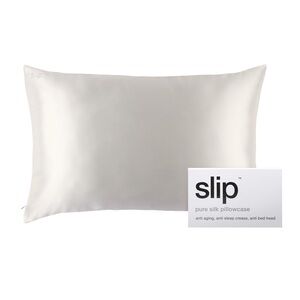 Slip white Silk Pillowcase SILVER QUEEN ZIPPERED PILLOWCASE gently used
